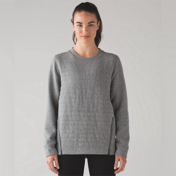 Lululemon Fleece Be True Crew Sweatshirt Gray Size 8 - Picture 2 of 13